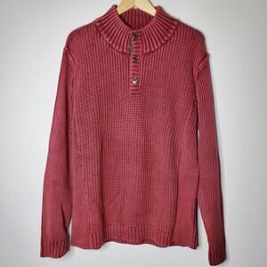 Carbon2Colbalt Men's thick knit aged red hunley pull over sweater Size XL NWOT
